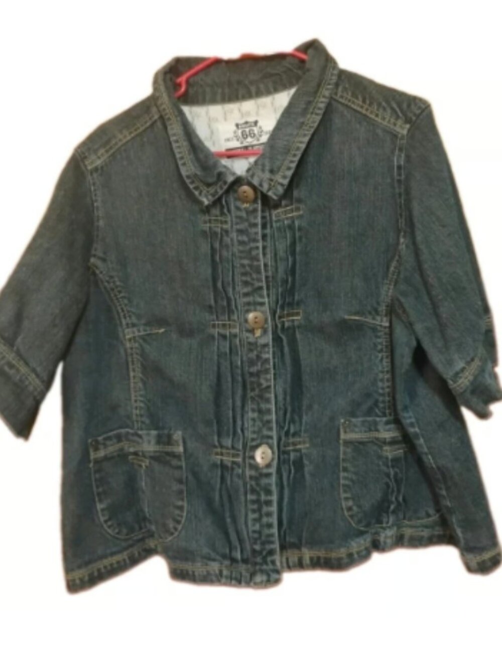 Route 66 Denim Women's Short Sleeve Cropped Jacket 1XL 90s Grunge Y2K Preppy